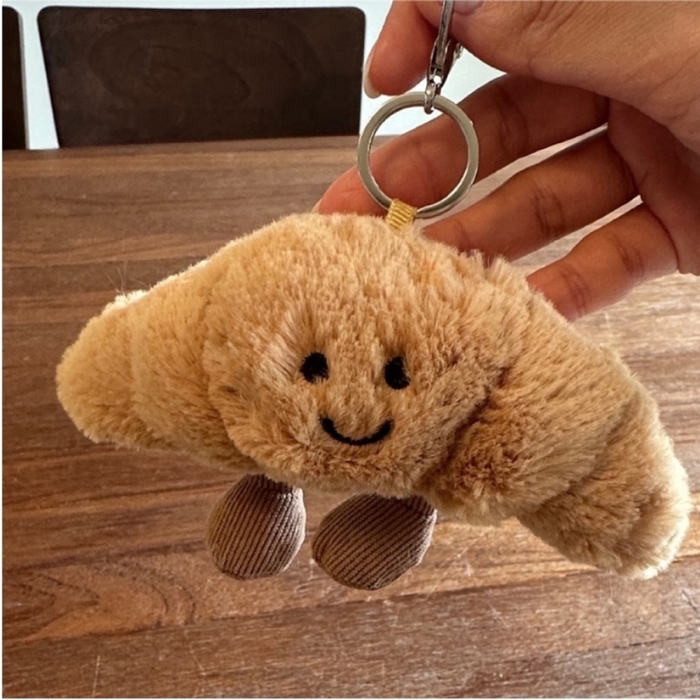 Croissant Plush Keychain Cute Kawaii Bread Bag Charm Mini Food Plush Gift New